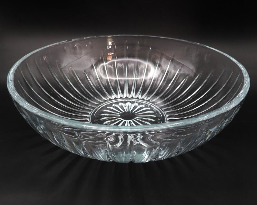 Vintage E.O. Brody C933 Clear Glass Ribbed Flower Bowl 8" Cleveland Ohio USA